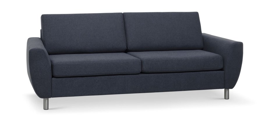 Wendy 2,5-seters sofa - bltt polyesterstoff og brstet aluminium