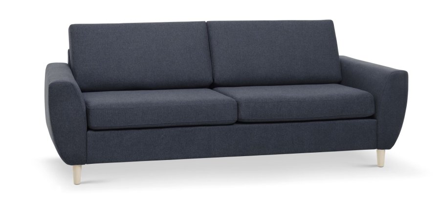 Wendy 2,5-manns sofa - bltt polyesterstoff og naturlig tre