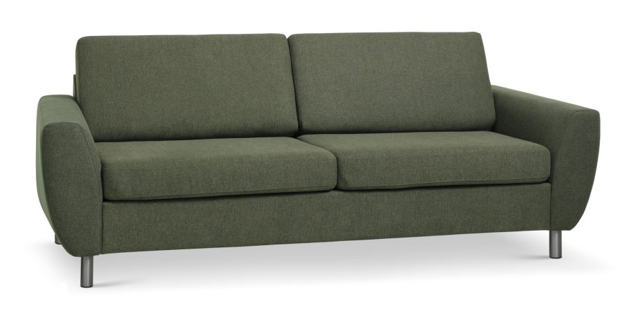 Wendy 2,5 seter sofa - vinter mosegrnt polyesterstoff og brstet aluminium