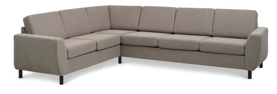 Wendy sett 7 hjrnesofa - antilope beige polyesterstoff og svart tre