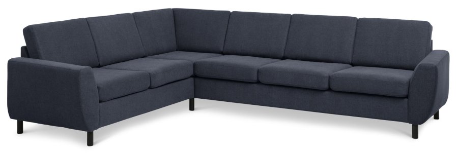Wendy sett 7 hjrnesofa - bl polyesterstoff og sort tre