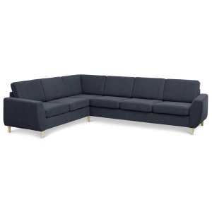 Wendy set 7 corner hjrnesofa - bl polyester stof og natur tr