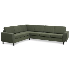 Wendy set 7 corner hjrnesofa - vinter mosgrn polyester stof og sort tr