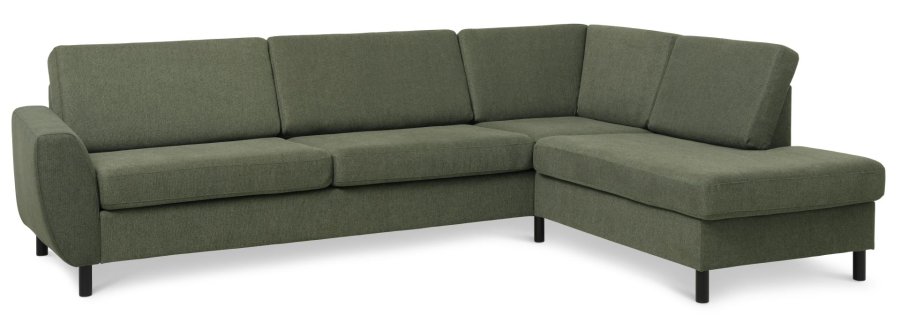 Wendy sett 3 OE hyre sofa, m. sjeselong - vinter mosegrnt polyesterstoff og sort tre