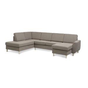 Wendy set 4 U OE left sofa, m. chaiselong - antelope beige polyester stof og natur tr