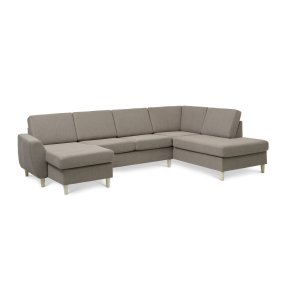 Wendy set 5 U OE right sofa, m. chaiselong - antelope beige polyester stof og natur tr�