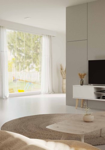 KOCOT RTV Toronto TV-bord, m. 2 drer og 1 hylle - hvit bk (160x35)