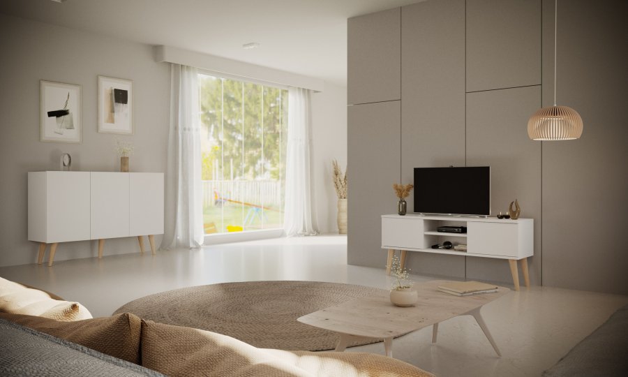 KOCOT Toronto kommode, m. 3 drer og 3 hyller - hvit bketre