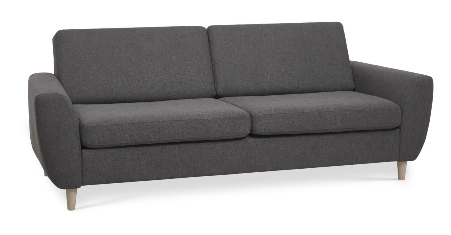 Wendy 2,5-manns sofa - antrasittgr polyesterstoff og naturlig tre