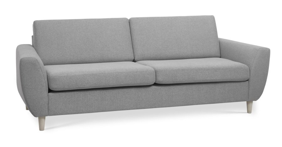 Wendy 2,5-seters sofa - grtt polyesterstoff og naturlig tre