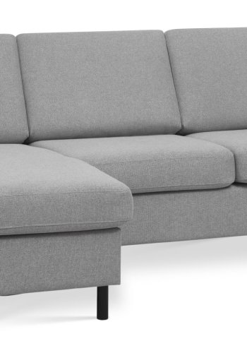 Wendy sett 1 3D sofa, med sjeselong - grtt polyesterstoff og sort tre