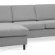 Wendy sett 1 3D sofa, med sjeselong - grtt polyesterstoff og sort tre