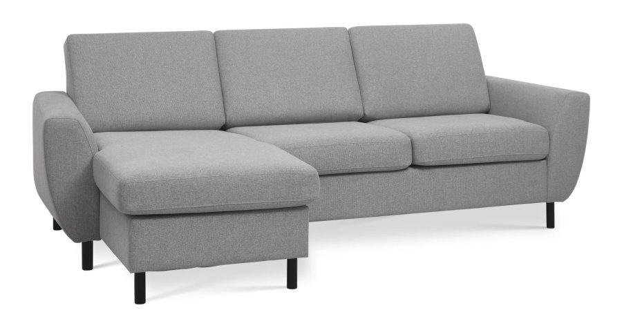 Wendy sett 1 3D sofa, med sjeselong - grtt polyesterstoff og sort tre