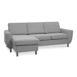 Wendy set 1 3D-soffa, med schäslong - grtt polyestertyg och borstad aluminium