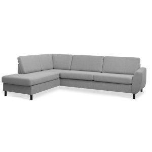 Wendy set 2 OE vänster soffa, m. schäslong - grtt polyestertyg och svart trä