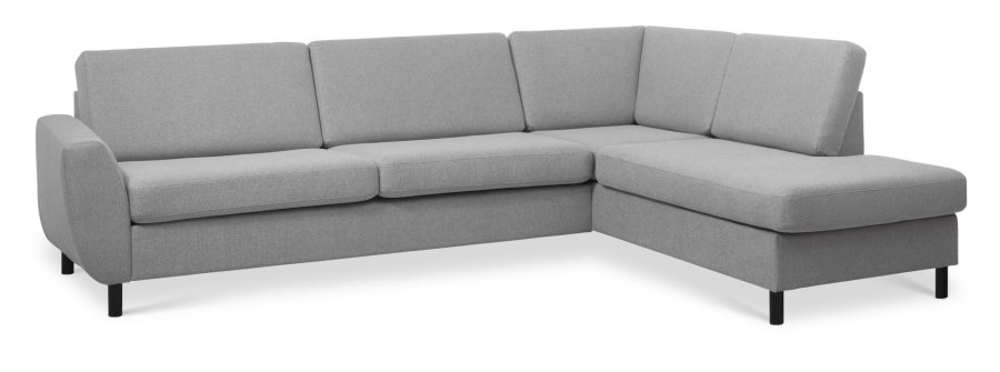 Wendy sett 3 OE hyre sofa, m. sjeselong - gr polyesterstoff og sort tre