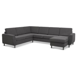 Wendy set 6 U 2C3D sofa, m. chaiselong - antracitgr� polyester stof og b�rstet aluminium