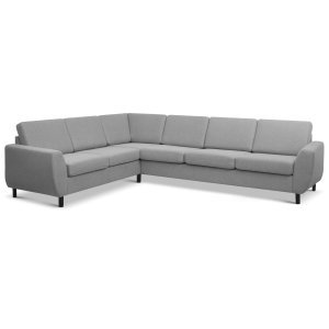 Wendy set 7 corner hjrnesofa - gr polyester stof og sort tr