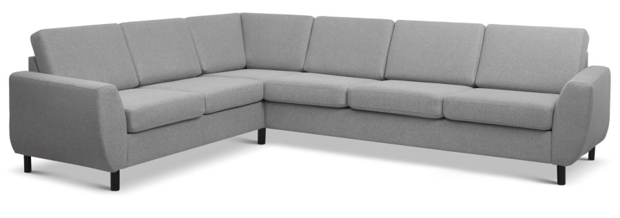 Wendy sett 7 hjrnesofa - gr polyester stoff og sort tre
