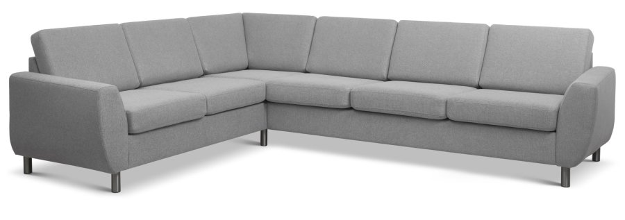 Wendy set 7 hjrnesofa - gr polyester stoff og brstet aluminium