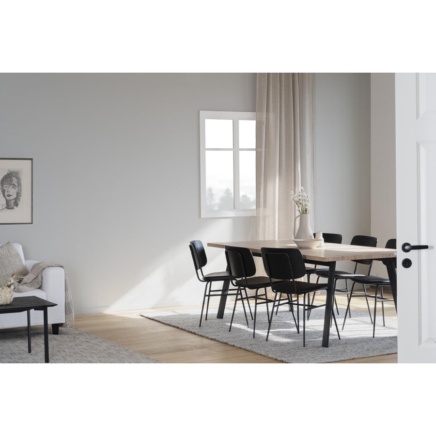 ROWICO Winnipeg spisebord, med uttrekk - hvitpigmentert eik og svart metall (200x100) 