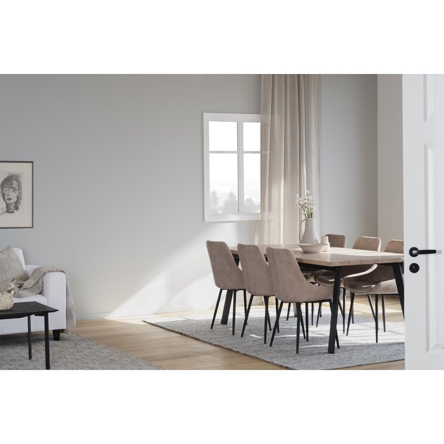 ROWICO Winnipeg spisebord, med uttrekk - hvitpigmentert eik og svart metall (200x100) 