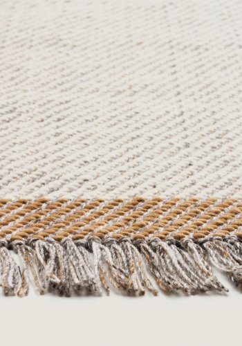KAVE HOME Brina gulvt�ppe, m. sildebensm�nster, rektangul�r - beige jacquard-uld (300x200)