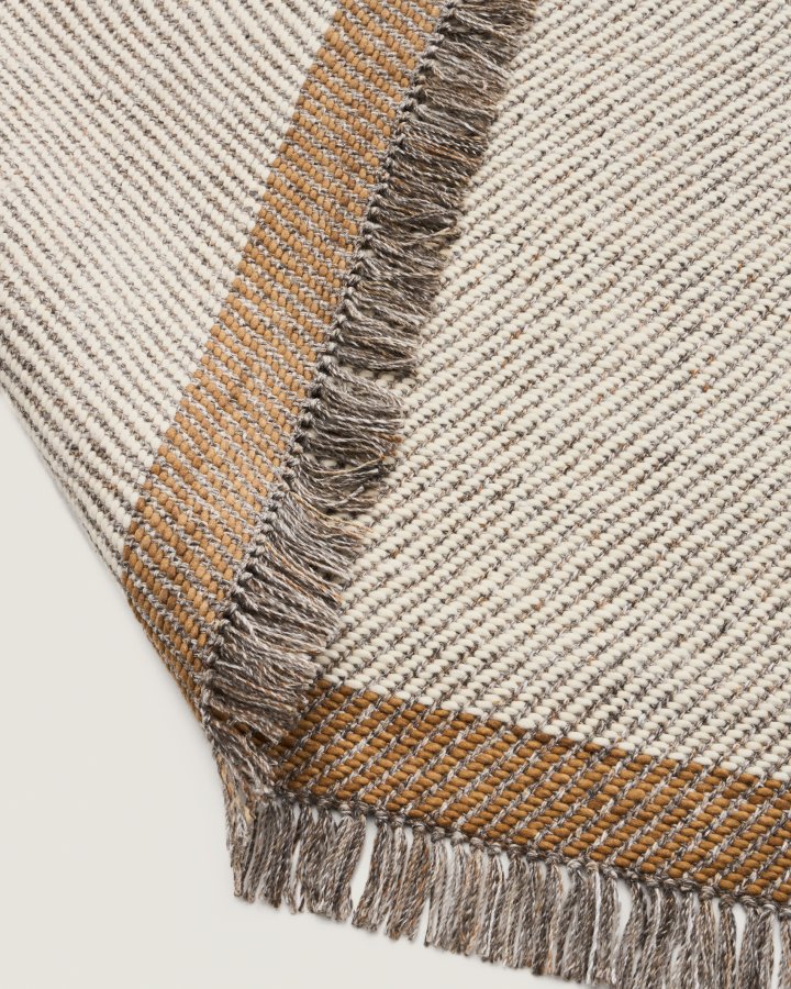 KAVE HOME Brina gulvt�ppe, m. sildebensm�nster, rektangul�r - beige jacquard-uld (300x200)