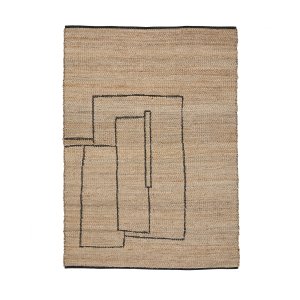  KAVE HOME Velira grafisk gulvtppe, rektangulr - natur jute (160x230)