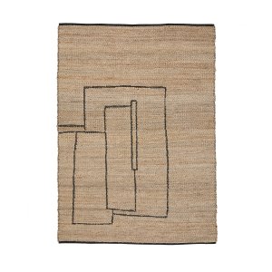 KAVE HOME Velira grafisk gulvtppe, rektangulr - natur jute (200x300)