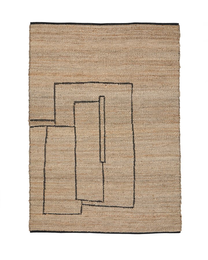  KAVE HOME Grafisk teppe Velira i jute 200 x 300 cm