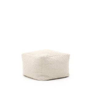 KAVE HOME Mascarell puf, kvadratisk - hvid bomuld og polyester (60x60)