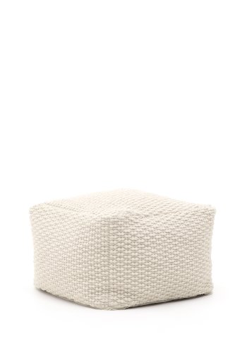 KAVE HOME Mascarell-puff, bomull og polyester i hvitt, 60 x 60 cm