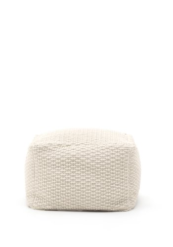 KAVE HOME Mascarell-puff, bomull og polyester i hvitt, 60 x 60 cm