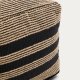 KAVE HOME Aylin puff i beige og svart jutebrodert bomull, 60 x 60 cm