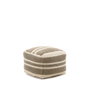KAVE HOME Aylin beige jutebroderet bomuldspuf 60 x 60 cm