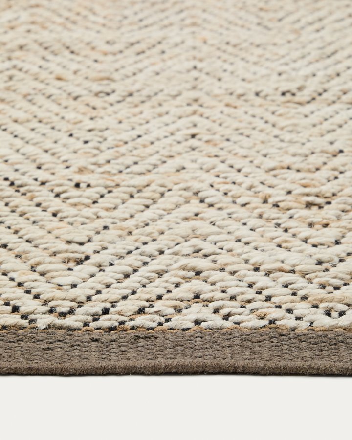 KAVE HOME Arpe beige jute jacquardteppe 70 x 140cm