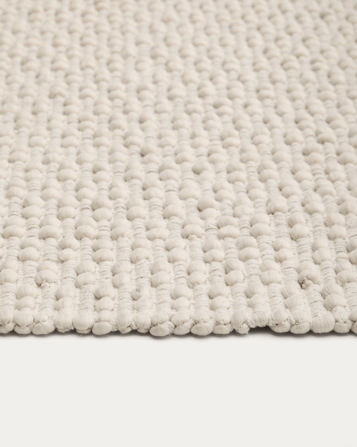 KAVE HOME Mascarell hvitt teppe laget av bomull og polyester 160 x 230 cm