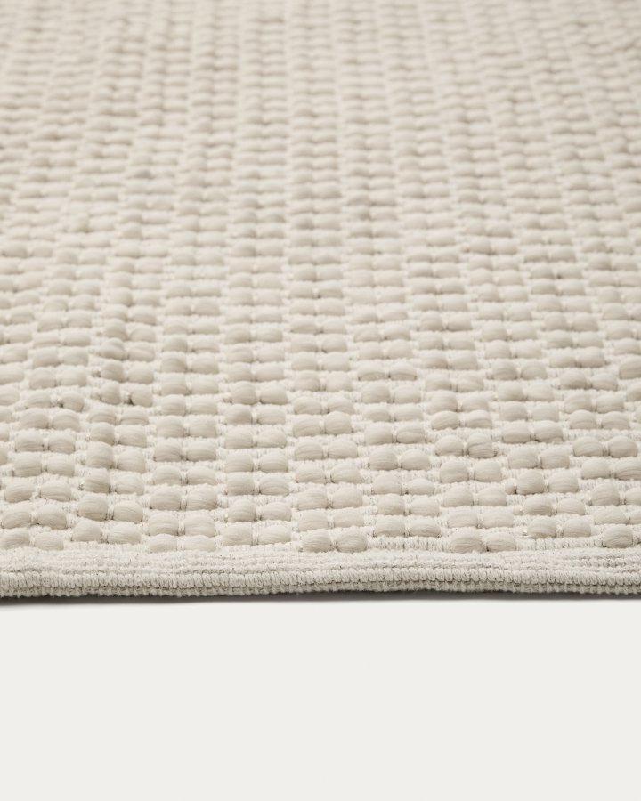 KAVE HOME Mascarell hvitt teppe laget av bomull og polyester 160 x 230 cm