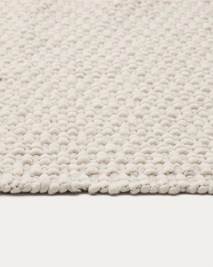 KAVE HOME Mascarell hvitt teppe laget av bomull og polyester 70 x 140 cm