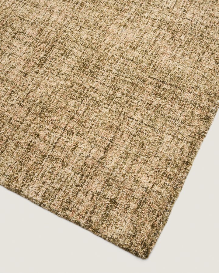 KAVE HOME Zarn gulvt�ppe, rektangul�r - gr�n uldblanding med mini boucl&eacute;-effekt (300x200)