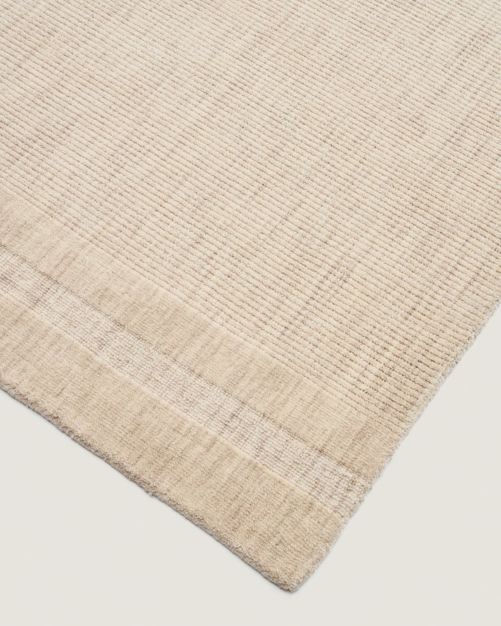 KAVE HOME Dalena gulvt�ppe, rektangul�r - beige stribet jacquard uld (300x200)