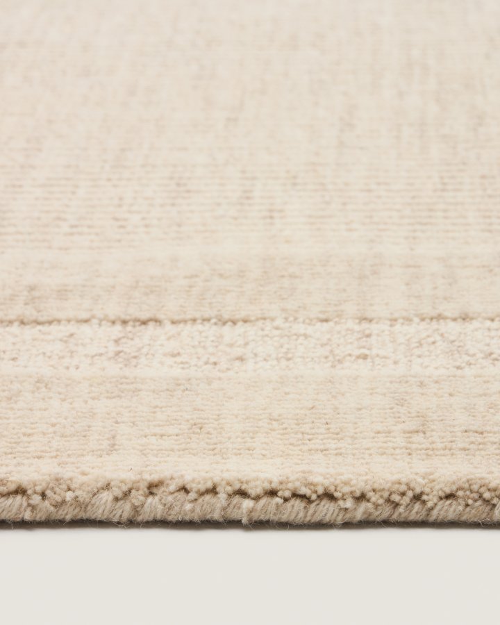 KAVE HOME Dalena gulvt�ppe, rektangul�r - beige stribet jacquard uld (300x200)