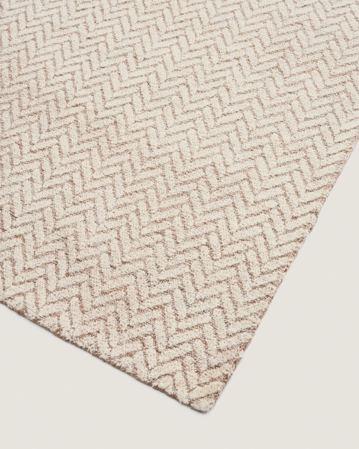 KAVE HOME Calira gulvt�ppe, rektangul�r - beige v�vet jacquard uld (300x200)