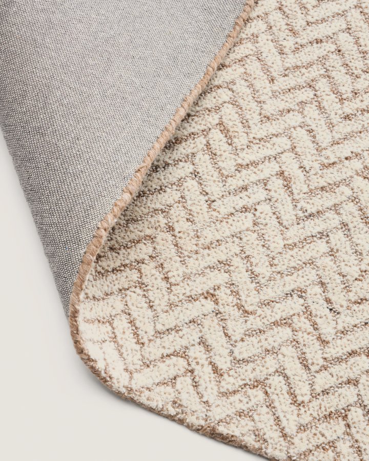 KAVE HOME Calira gulvt�ppe, rektangul�r - beige v�vet jacquard uld (300x200)