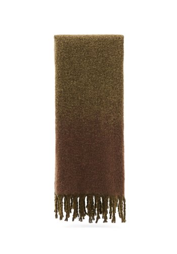 KAVE HOME Elvori plaid, m. frynser, rektangul�r - gr�n genbrugt akryl (170x130)