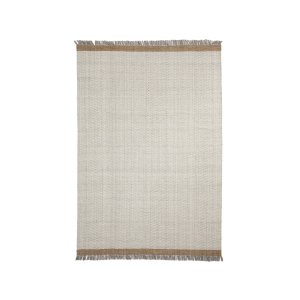 KAVE HOME Brina gulvt�ppe, m. sildebensm�nster, rektangul�r - beige jacquard-uld (230x160)