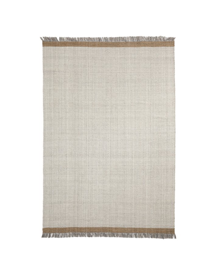 KAVE HOME Brina gulvt�ppe, m. sildebensm�nster, rektangul�r - beige jacquard-uld (230x160)