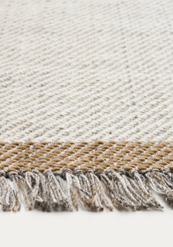 KAVE HOME Brina gulvt�ppe, m. sildebensm�nster, rektangul�r - beige jacquard-uld (230x160)