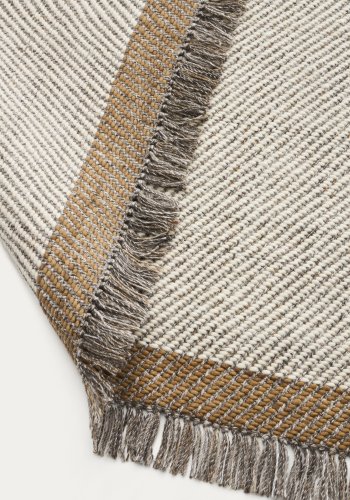 KAVE HOME Brina gulvt�ppe, m. sildebensm�nster, rektangul�r - beige jacquard-uld (230x160)